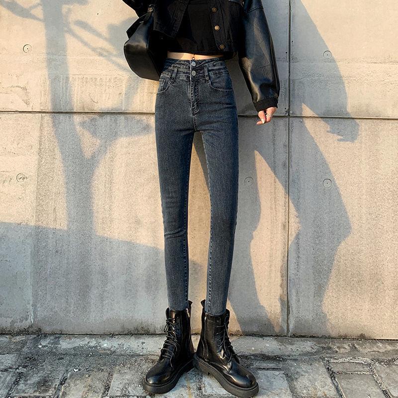 High-Waisted Women's Slim Fit Skinny Jeans - Elastic Pencil Pants for Spring, Autumn, Winter 2020