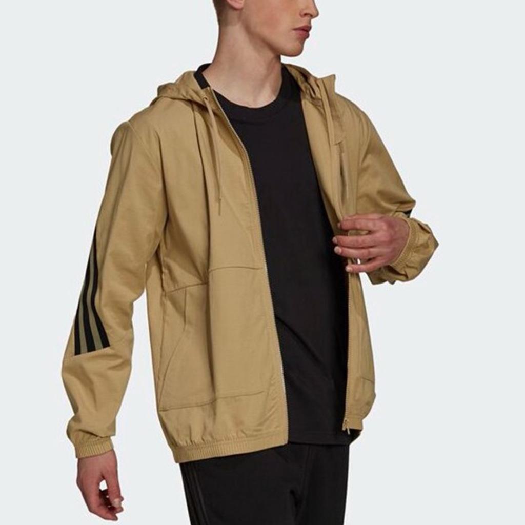 Adidas Hooded Windproof Sports Casual Jacket Men Jackets Khaki H21536
