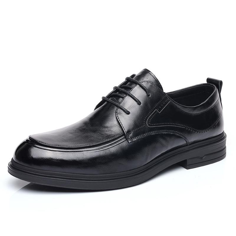 Men's Genuine Leather Lace-Up Business Casual Shoes - Breathable Soft Sole