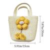 Cute Handmade Woven Straw Bag Bowknot Breathable Storage Basket Flower Coin Purse Kids Girls