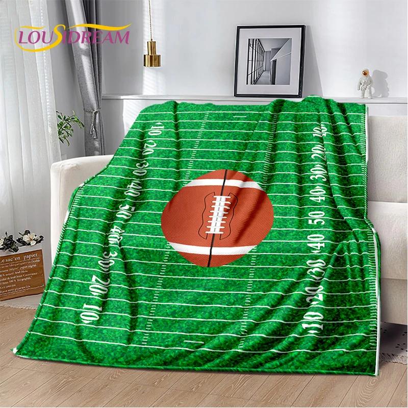 Rugby Field Rugby 2025 Style New American Football Cartoon Soft Blanket,Soft Throw Blanket for Home Bedroom Bed Sofa Travel Kids