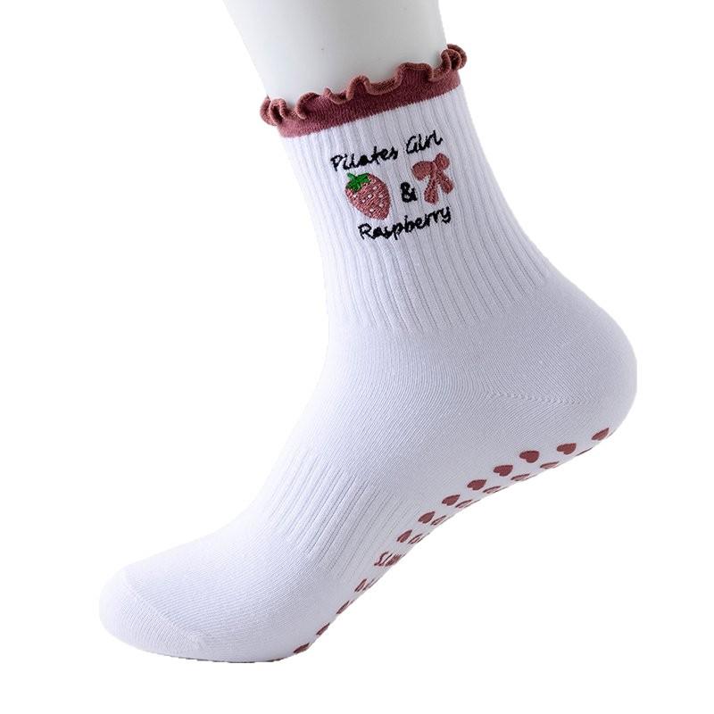 Women's Non-slip Lace Pilates & Yoga Socks - Scalloped Design for Outdoor Training & Dance