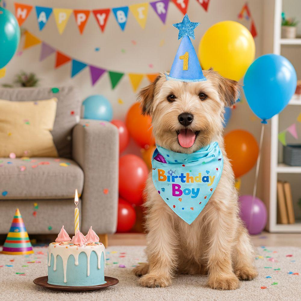 Süßes Hunde-Geburtstagshut-Set Verstellbar Pailletten Haustier-Geburtstagskappen Bunt mit Zahlen Fliege Hunde-Geburtstagslätzchen Haustier-Geburtstagsparty