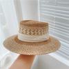 Summer Women's Straw Hat Ladies Luxury Fashion Sun Protection Beach Hat French Panama Bump Top Wide Brim Raff Cap