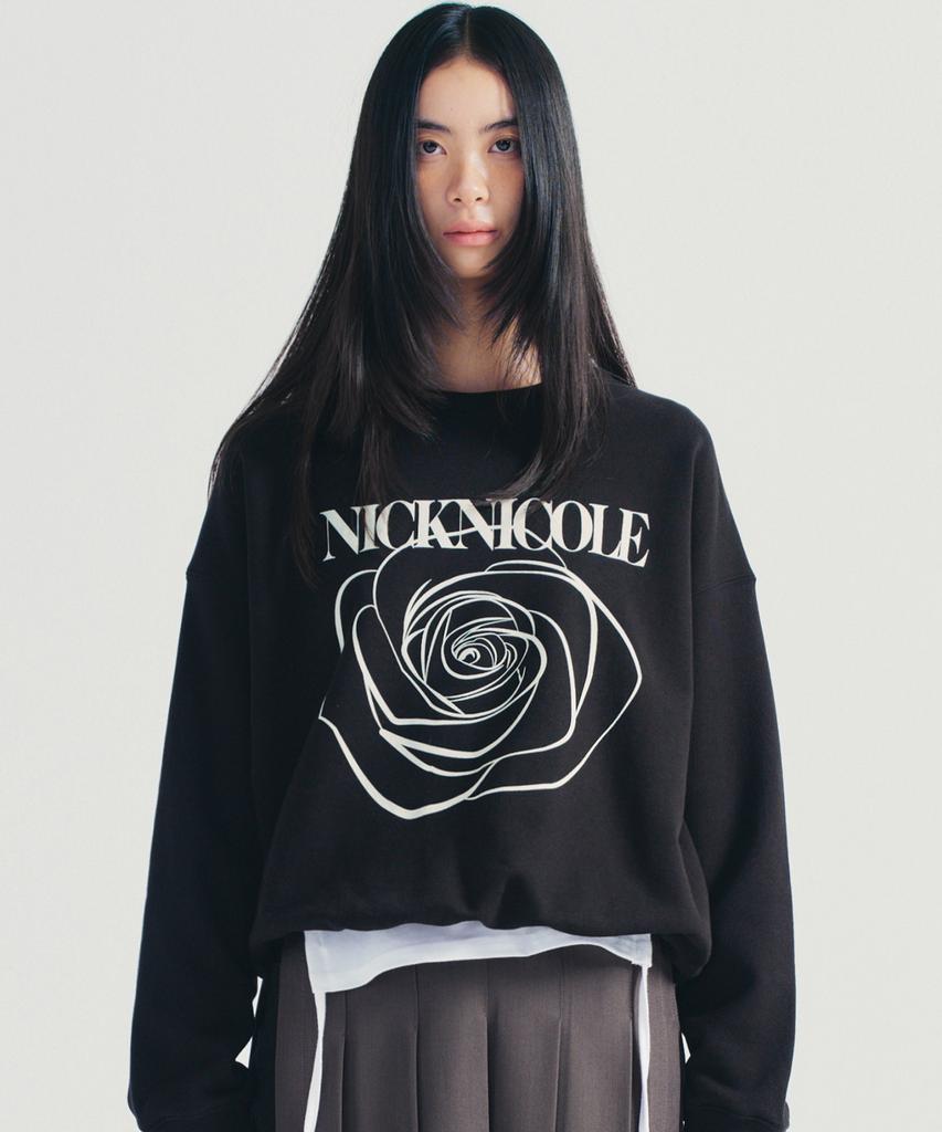 Nigaennikol Nicole Rose Printing Sweatshirt_Black Cream