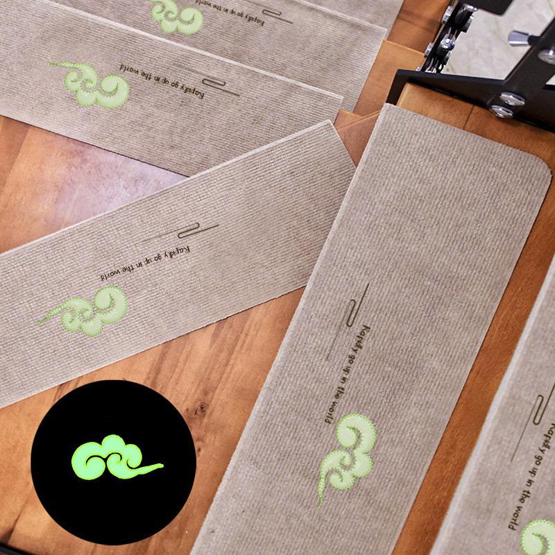 Luminous Self-Adhesive Stair Tread Mats - Splicable, Glue-Free, Solid Wood Protection Carpets
