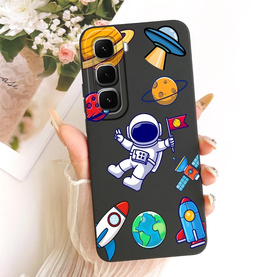 

Phone Case For Infinix Hot 60 Pro 60i Black Cat Cartoon Dragon Animals Pattern Bumper For Hot 60 Pro+ Soft Liquid Silicone Cover Hot 60 5G X6726