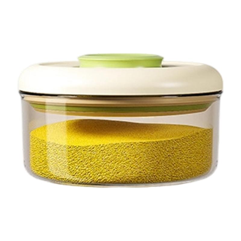 

Компактный квадратный пластиковый контейнер для хранения продуктов с технологией вакуумной герметизации Press Lock для хранения кофе и закусок зелёный