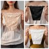 Mesh Strapless Insert Wrapped Chest Flower Clip-On Mock Camisole Lace Anti-Glare Tube Top  Summer