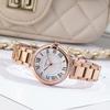 Diamond Women'S Watch Fashion Pointer Round Roman Quartz Waterproof Steel Belt Temperament Watch