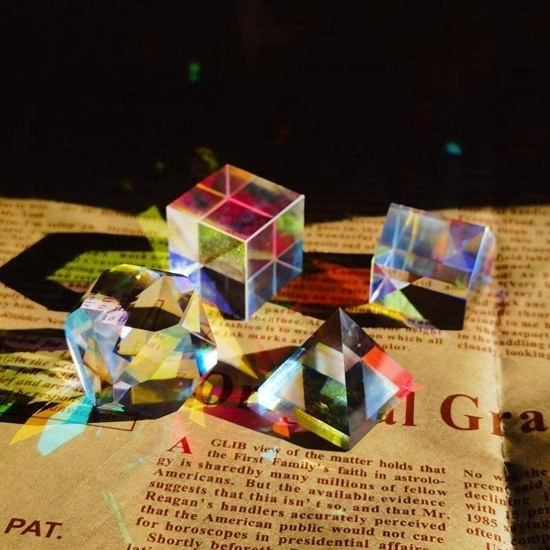 Colorful Crystal Light Cube Prism - Sun Catcher for Bedroom, Creative Ornament Gift