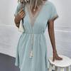 Solid Color Casual Loose Short Dresses for Women Fashion Summer Women's A-Line Midi Dress Elegant Vintage Female Dresses