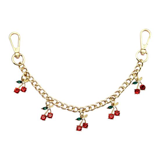 Rhinestone Cherry Bag Charm Cute Cherry Charm with Chain Sparkling Purse Charm for Women Handbag Clutch Tote Bag