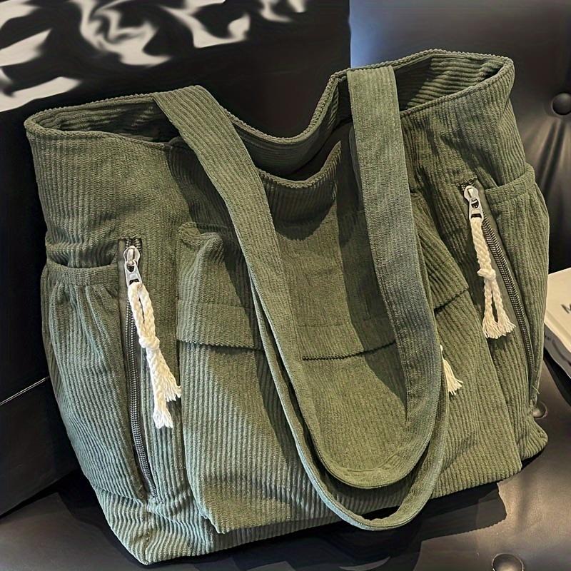 New corduroy multi-pocket shoulder bag