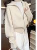 Women's Double Zipper Lapel Knit Cardigan - Soft, Cozy, and Thickened for Autumn/Winter