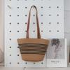 Summer seaside vacation straw bag women's bag woven bag new striped commuter shoulder tote bag large capacity
