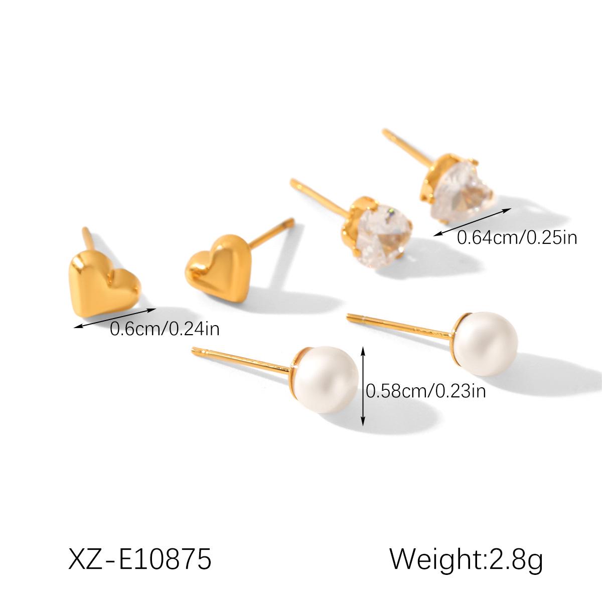 

Elegant Freshwater Pearl & Zircon Heart Titanium Steel Earrings - High-End Light Luxury Women s Fashion