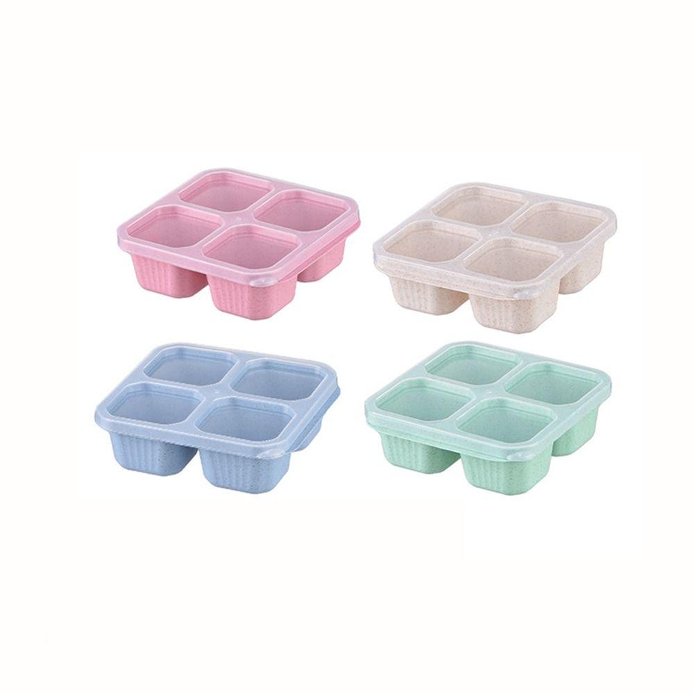 4Pcs/Set Stackable Snack Containers 4 Compartments Divided Snack Box  Food Storage