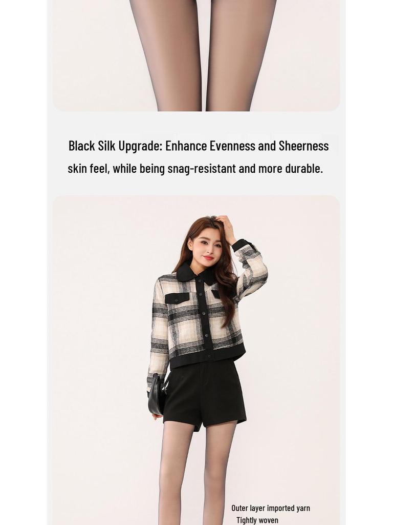 Double-Layer Black Sheer Velvet Warm Leggings for Women - Autumn/Winter Thickened Stockings Bare Leg Look.
