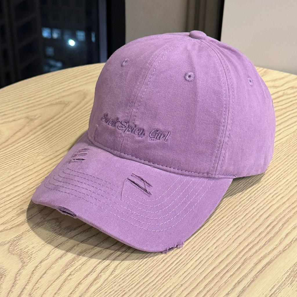 American-style trendy vintage baseball cap for women, spring/summer, distressed street style, letter embroidery, soft top, duckbill cap that makes