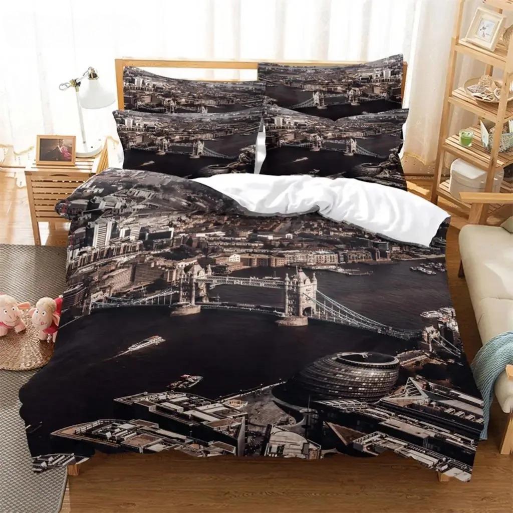 Bridge 3D Digital Bedding Sets Home Bedclothes Super King Cover Pillowcase Comforter Textiles Bedding Set Bed Cover Set