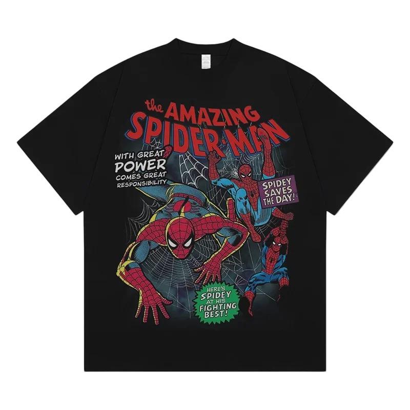 

Чоловіча футболка Marvel The Amazing Spider-Man з класичною цитатою та графікою в кількох позах, оверсайз ретро-футболка з коміксів, унісекс вуличний топ супергероя XXXL
