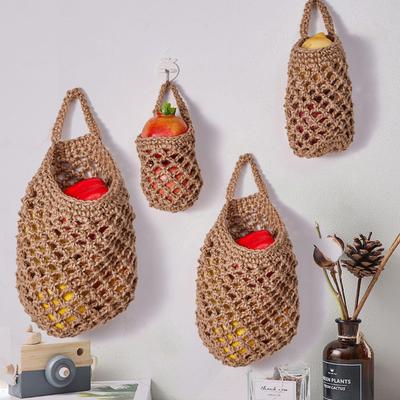 Handmade Cotton Rope Melon & Fruit Storage Basket Wall Pendant