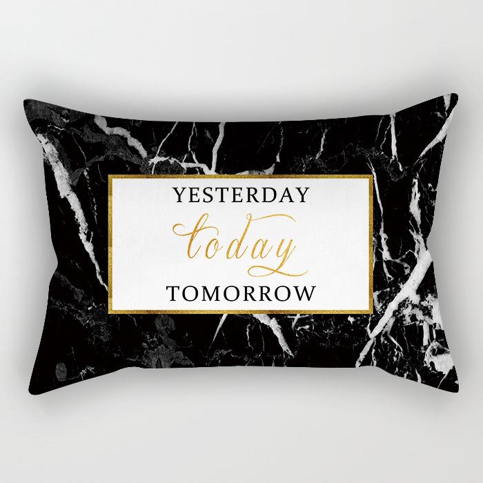 

Скандинавское золото Черно-белый мрамор Геометрический Длинный Наволочка Автомобиль Офис Подушка для поясницы Поясничная накладка 30X50 (without pillow core)