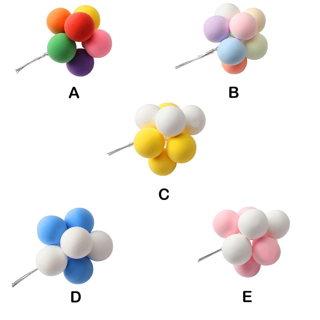 8Pcs Colorful Ball Bundle Clay Balloon Cake Topper Wedding DIY Cupcake Flag Birthday Party Anniversary Shower Supply