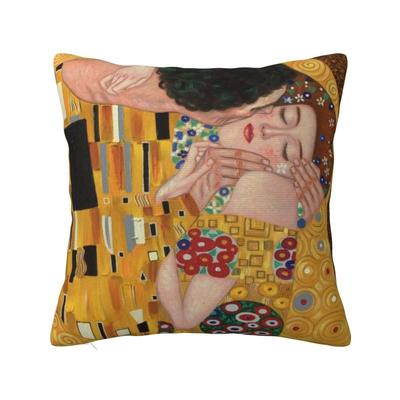 Modern Der Kuss von Gustav Klimt Sofakissenbezug Polyester Malerei Kunst Dekokissenbezug für Wohnzimmer
