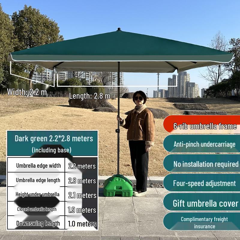 Large Outdoor Commercial Parasol - Thickened Square Patio Umbrella Tent