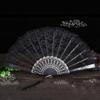 1PC Solid Color Hollow Lace Folding Fans Festival Gift Hand Held Flower Fan Fans Decorative