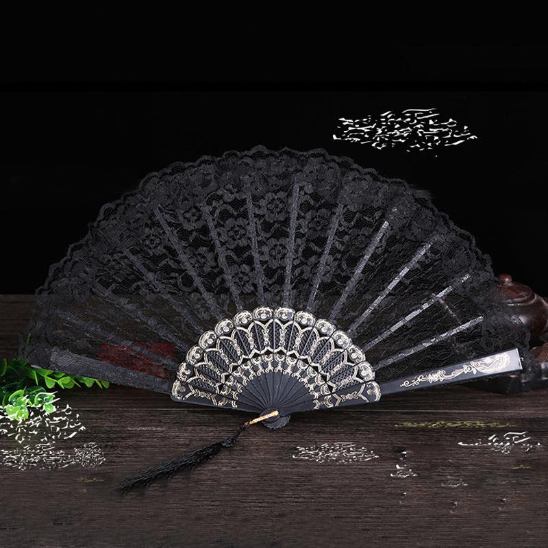 1ks Jednobarevná dutá krajka skládací vějíře Festivalový dárek Ruční dekorativní vějíře na květiny