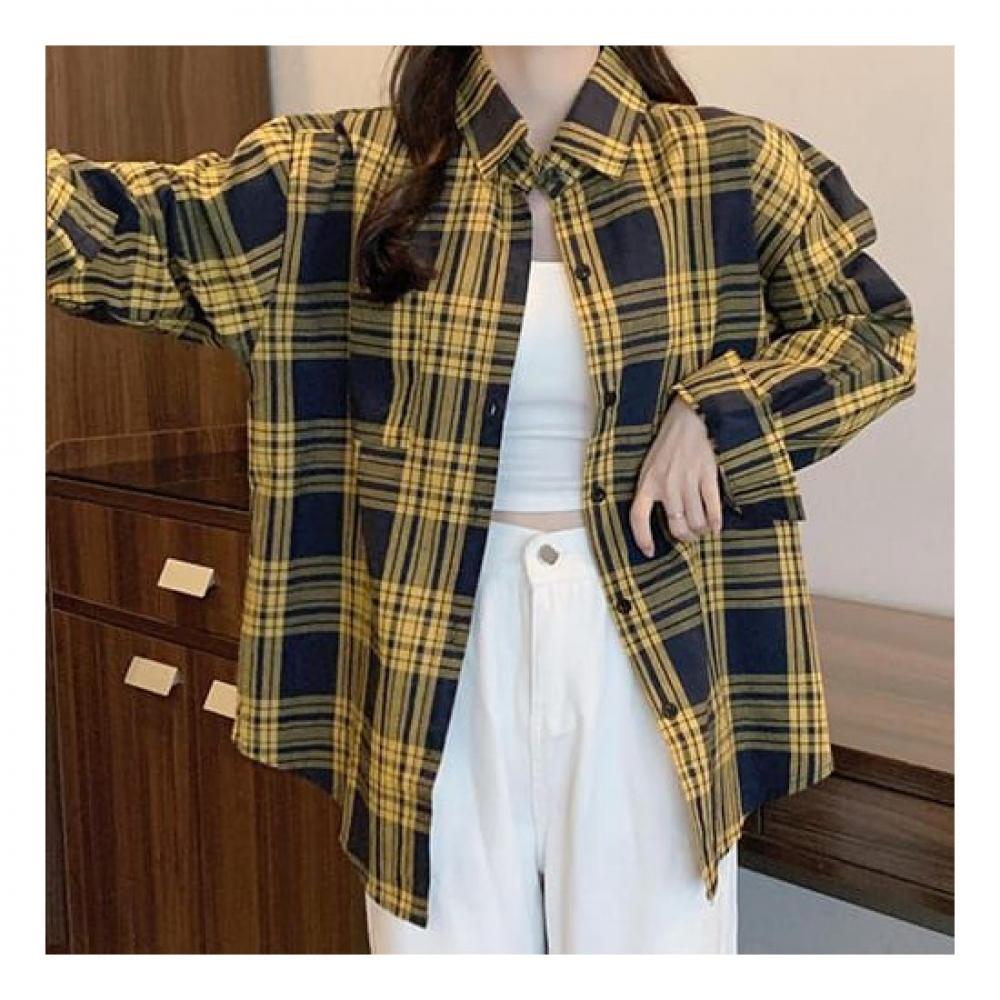 Navava Men S Retro Vintage Long Sleeve Check Shirt Nb2310
