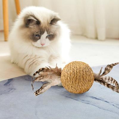 Cat Sisal Scratching Ball Toy Interactive Anti-Bite Sounding Toy Cat Scratcher Sisal