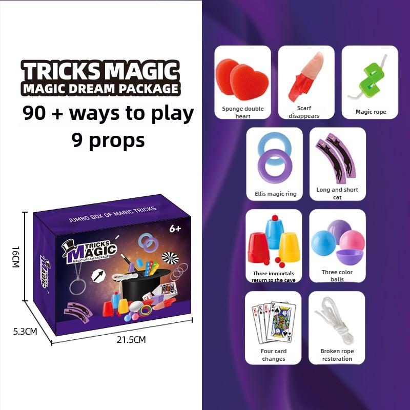 Magic Kit for Kids Magician Costume Beginner Magic Tricks Learning Set Educational Toys for Children Christmas Birthday Gifts