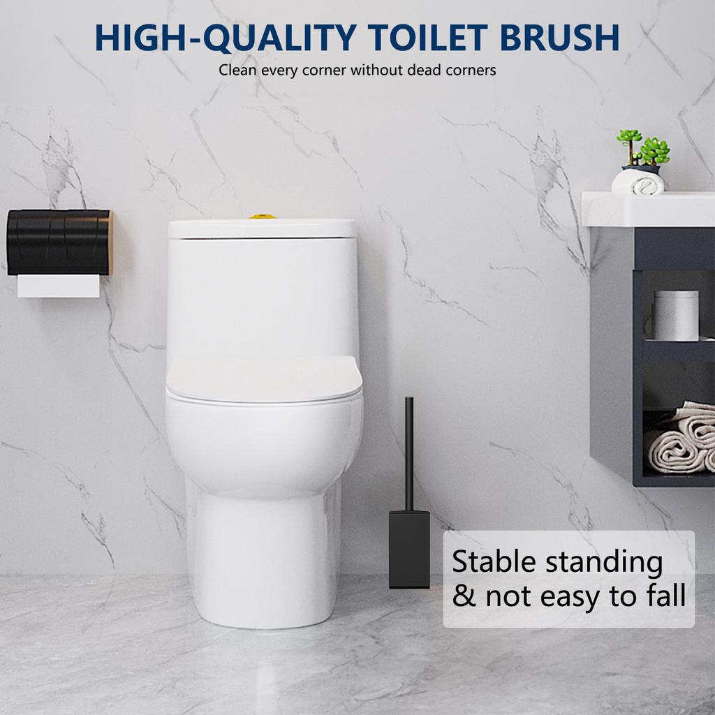 Toilet Brush and Holder Set Freestanding Stainless Steel Toilet Bowl Brush Square Deep Cleaning for Bathroom Storage Organizatio