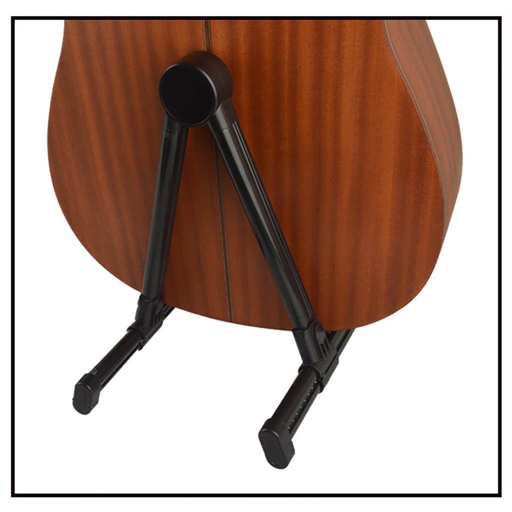 Black A Frame Guitar Stand with Silicone Pad Foldable Stable ABS Folk Guitar Bracket Rack for Home Classroom
