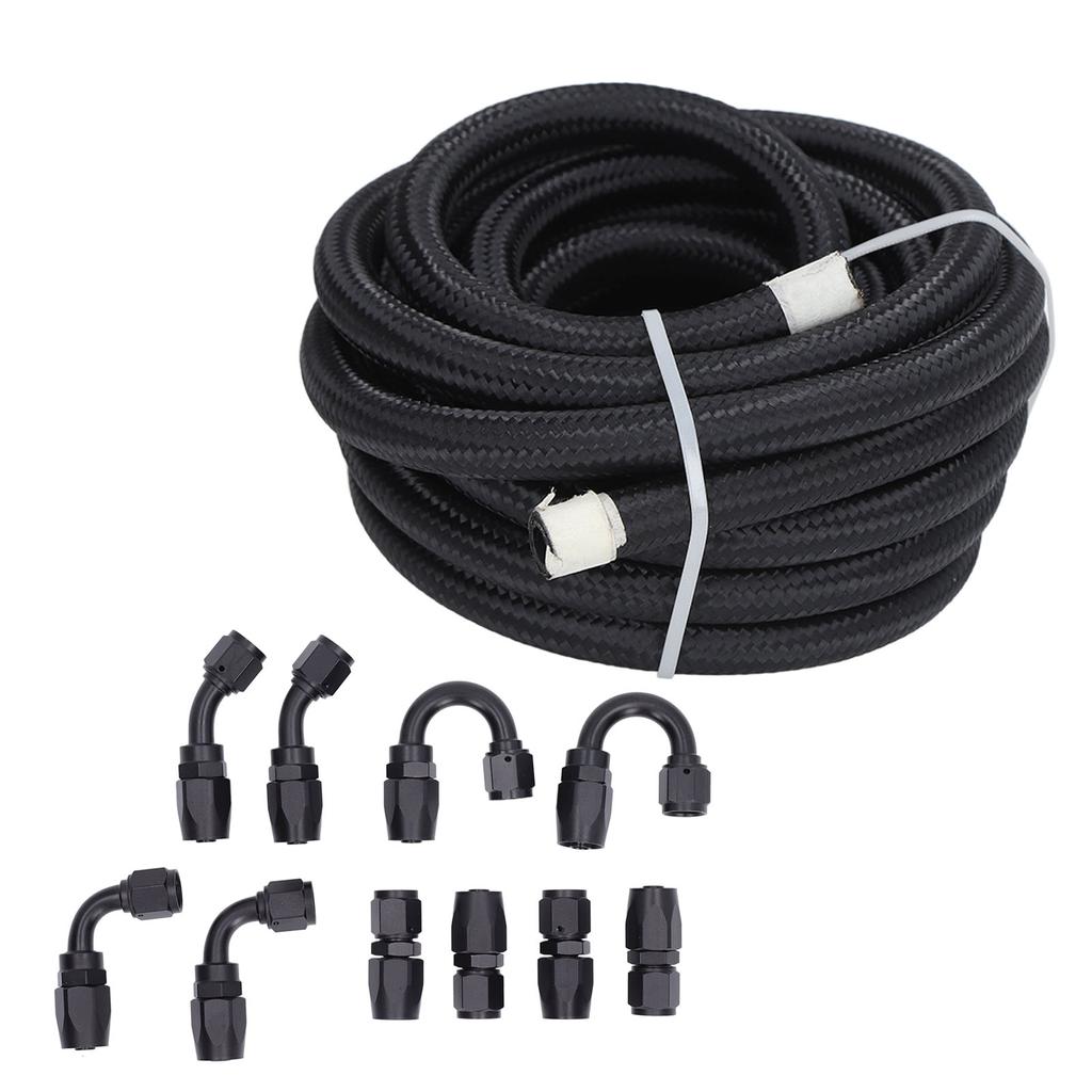 6AN Fuel Line Fitting Kit 20ft Hose 10pcs Fitting Aluminum Black Anodized 500 Psi Universal for Car Ship