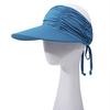 Sun Hat Wide Brim UV Protection Ponytail Hat Pleated Design Elastic Fit Empty Top Hat Summer Beach Travel Outdoor Sports Hat