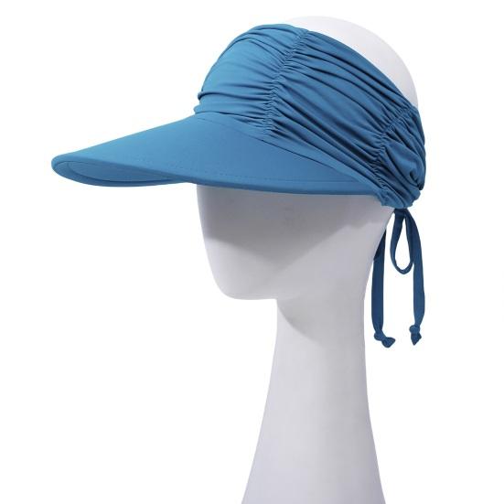 Sun Hat Wide Brim UV Protection Ponytail Hat Pleated Design Elastic Fit Empty Top Hat Summer Beach Travel Outdoor Sports Hat