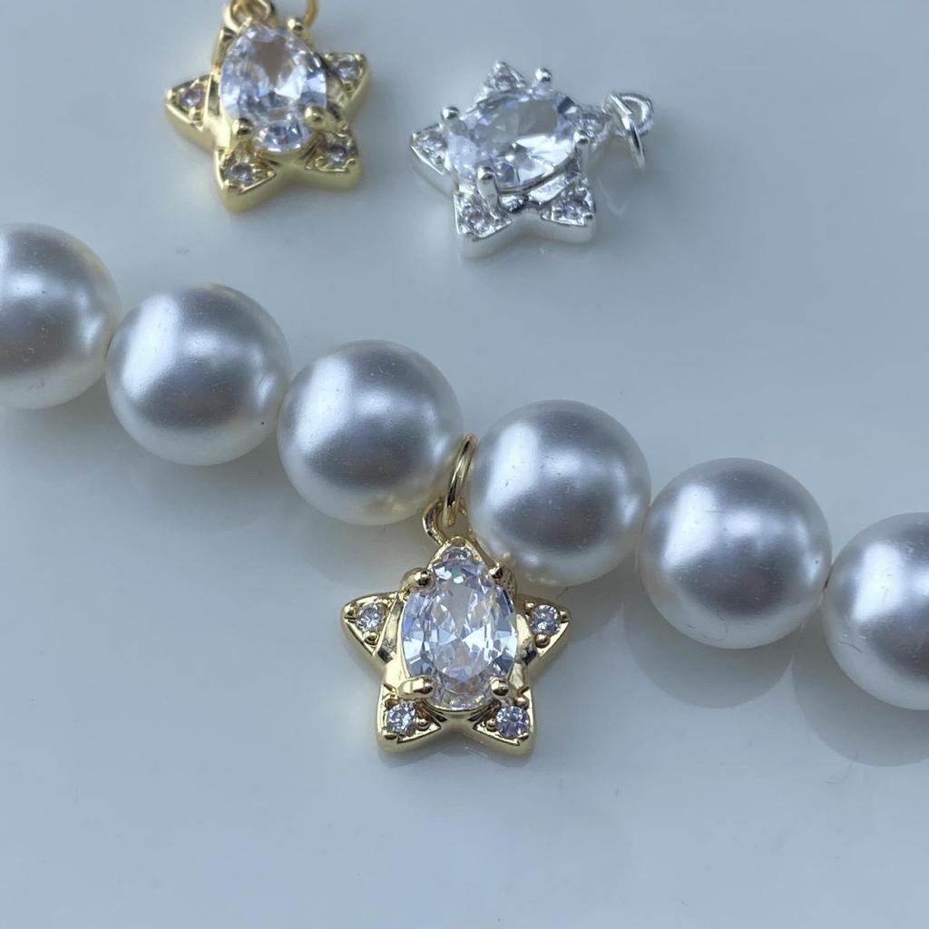 DIY Three-Dimensional Five-Pointed Star Bracelet Charms with Copper and Micro-Inlaid Zircon