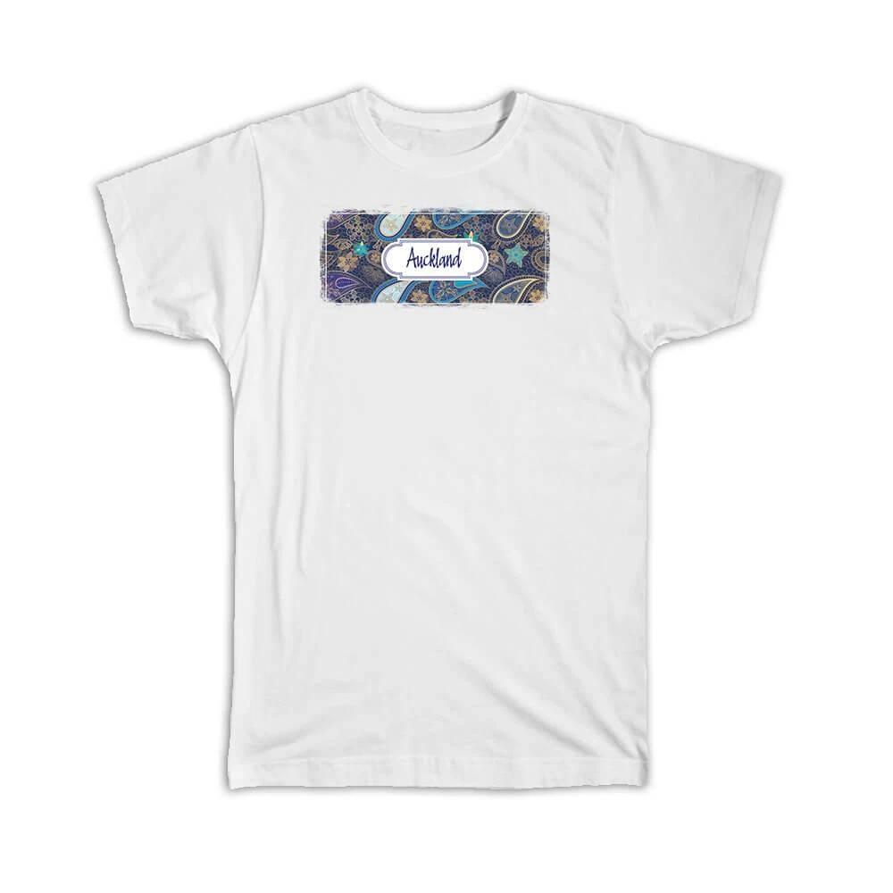 Gift T-Shirt : Auckland New Zealand Paisley Zealander Souvenir Tourism 2XL