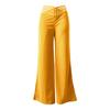 Women High Waist Long Pants Hollow Elastic Waistband Wide Leg Casual Trousers Solid Color Loose Fit Trousers