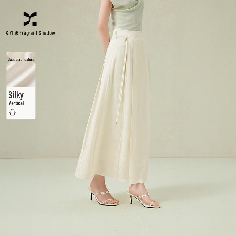 Xiangying Women s New Chinese Style Satin Jacquard A-Line Skirt L