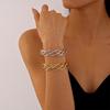 Elegant Metallic Geometric Twist Open Bracelet for Women