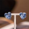 Red Blue Enamel Flower Stud Earrings for Women Five Petals Crystal Middle Korean Fashion Lovely Cute Girls Ear Decoration
