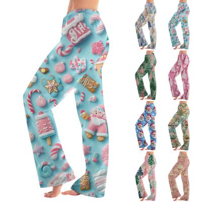 Moda Casual Feminina Calças de Pijama Femininas Esportivas para Casa Natal Calças Compridas