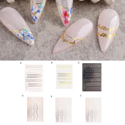 Nail Strip Half Moon Shape 3D Effect Ultra Thin Rose Gold Striping Tape Manicure Design Lines for Female