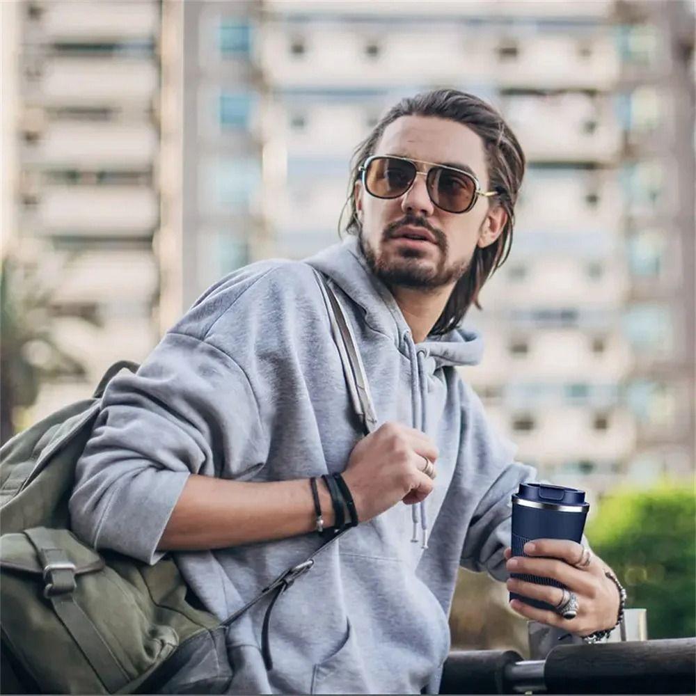 Double-layer Coffee Thermos 380ml/510ml Insulated Cup Reusable Travel Thermal Mug  Hot/Cold Drinks